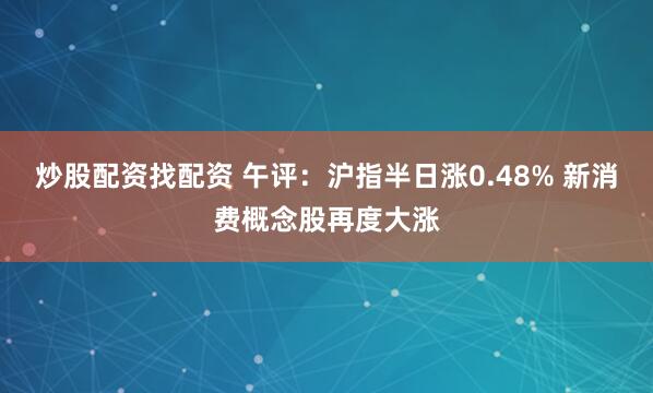 炒股配资找配资 午评：沪指半日涨0.48% 新消费概念股再度大涨