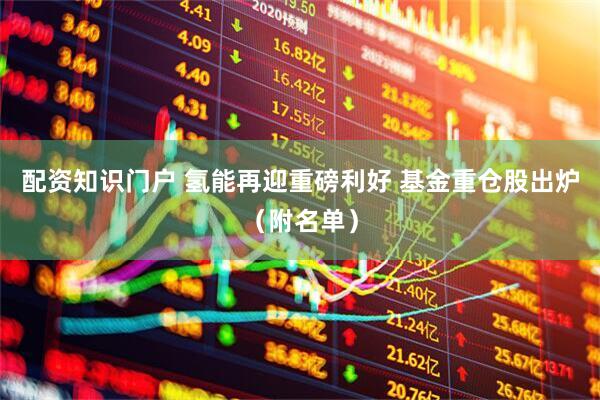 配资知识门户 氢能再迎重磅利好 基金重仓股出炉（附名单）